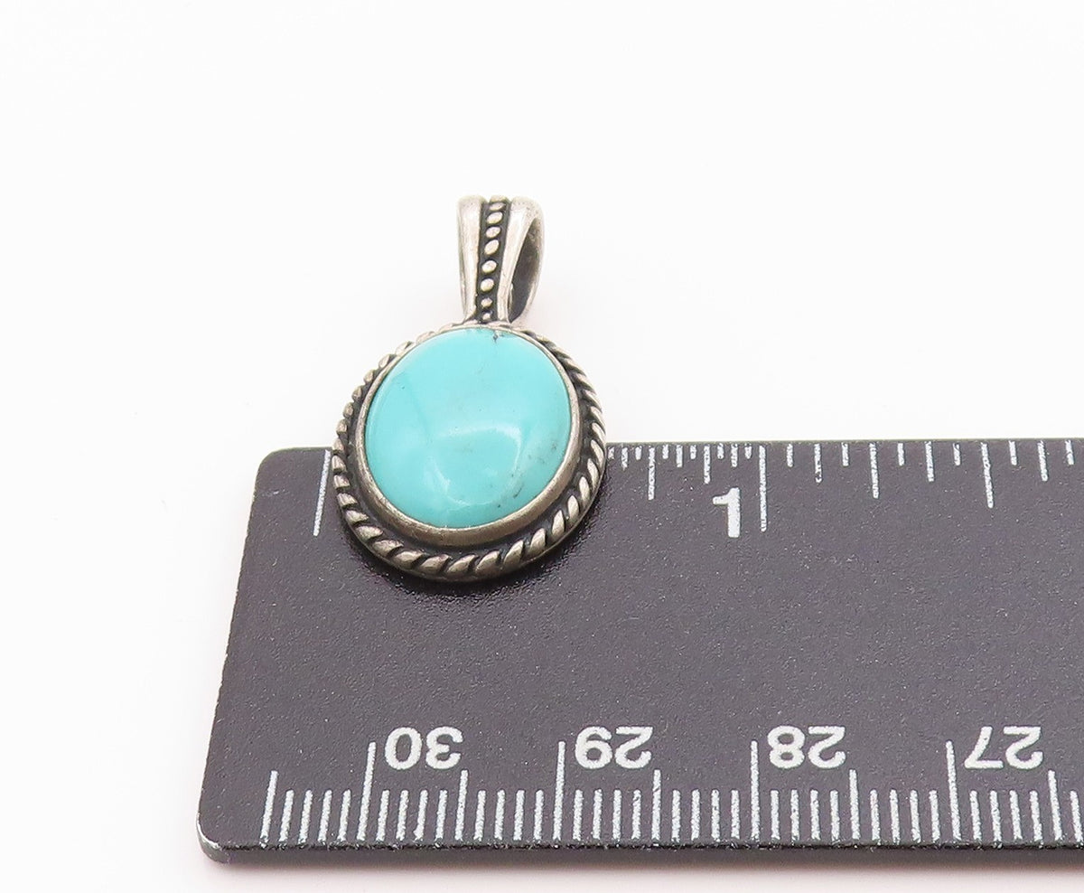 925 Sterling Silver Vintage Pendant CAROLYN POLLACK Oval Turquoise Charm PT24799
