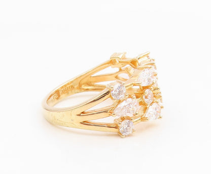 925 Sterling Silver Vintage Ring Gold Plated Multi Shape CZ  Band  Sz 8  RG34976