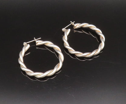 925 Sterling Silver  Vintage Fashionable Twisted Hoop Earrings  EG12269