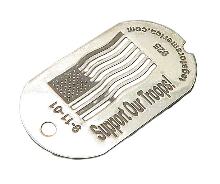925 Sterling Silver  Vintage Support Our Troops US Flag Brooch Pin  BP9162