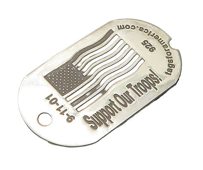 925 Sterling Silver  Vintage Support Our Troops US Flag Brooch Pin  BP9162