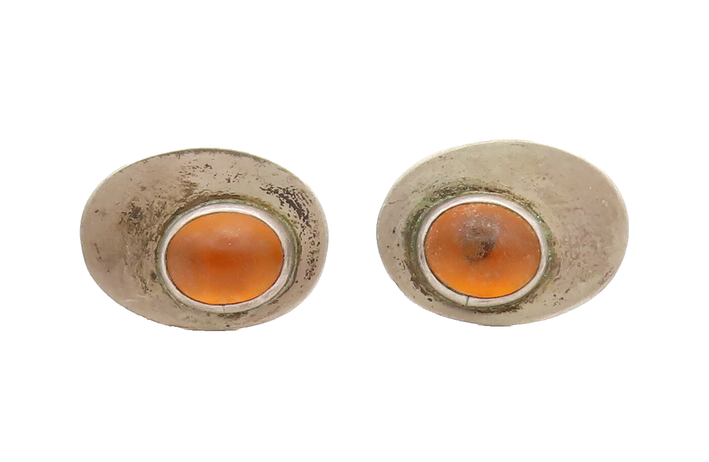 925 Sterling Silver Vintage Designer Oval Carnelian Cuff Links TR3600