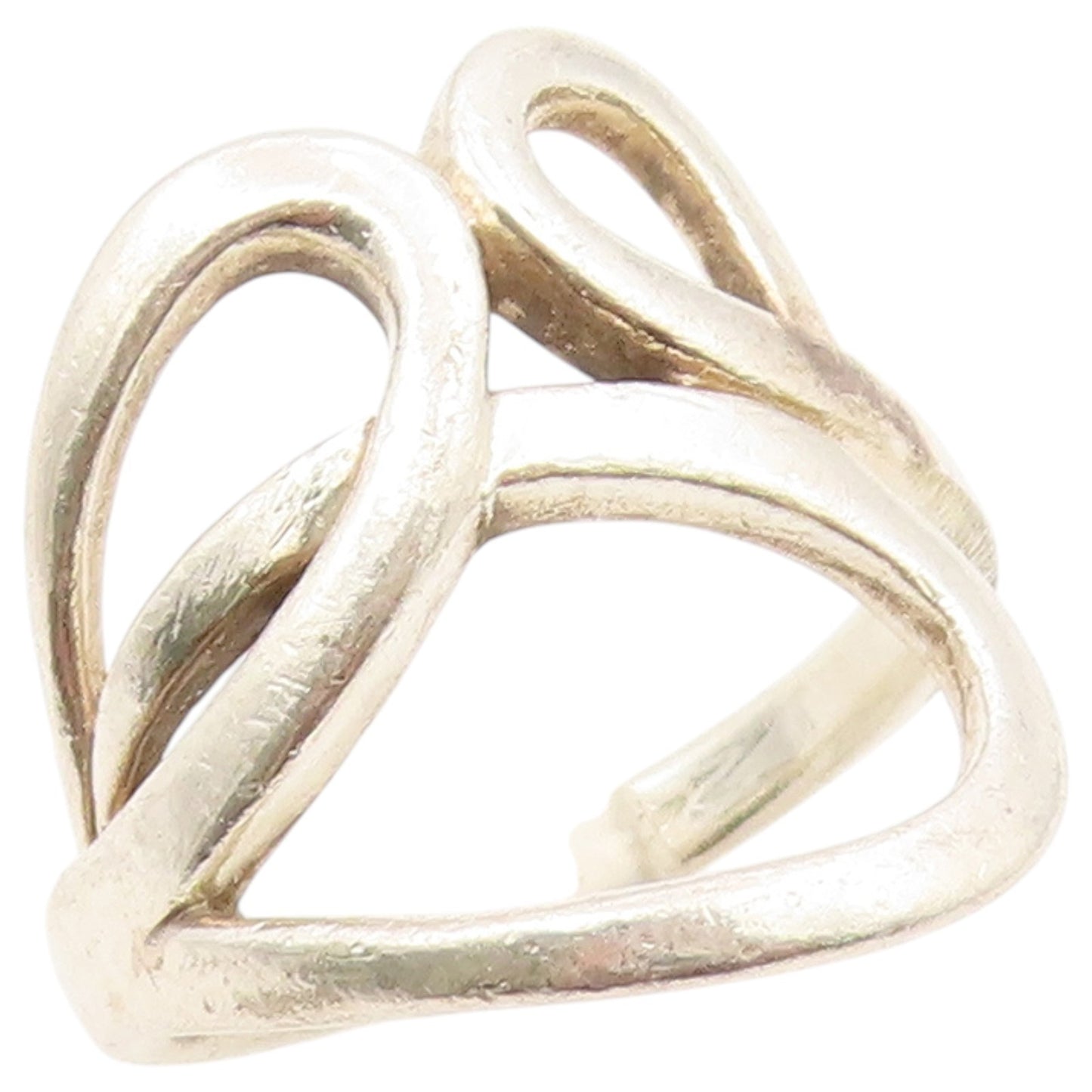 925 Sterling Silver Vintage Ring Interlocking Double Loop Band  Sz 8.5  RG36595