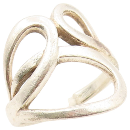 925 Sterling Silver Vintage Ring Interlocking Double Loop Band  Sz 8.5  RG36595
