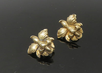 925 Sterling Silver  Vintage Flower Motif Non Pierce Drop Earrings  EG10972