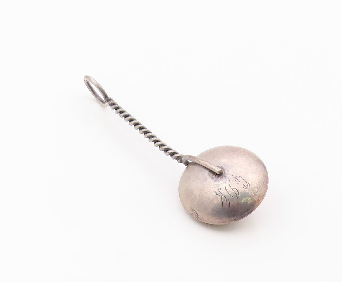 WEB 925 Sterling Silver  Vintage Antique Etched Baby Toy (RATTLES)  TR2739