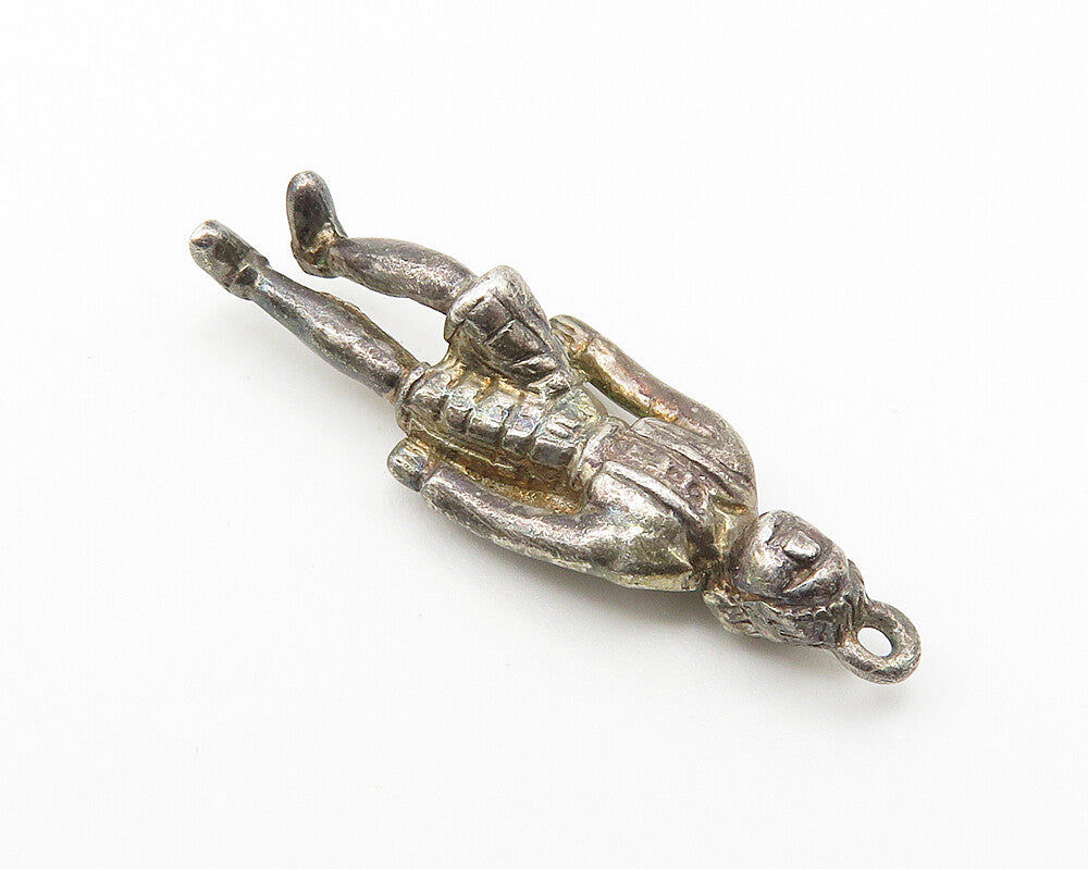 925 Sterling Silver  Vintage Petite Dark Tone Man In Kilt Pendant  PT8414