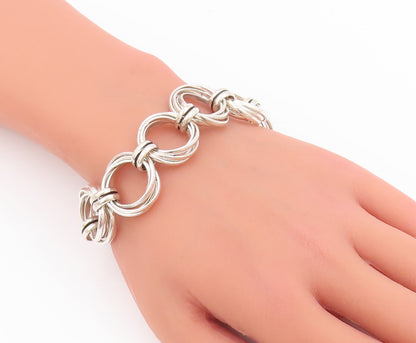 925 Sterling Silver Vintage Bracelet Solid Multi Rings Stack Linked  BT10420