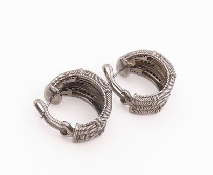 925 Sterling Silver Vintage Earrings JUDITH RIPKA Spinel Twisted Cable  EG14508