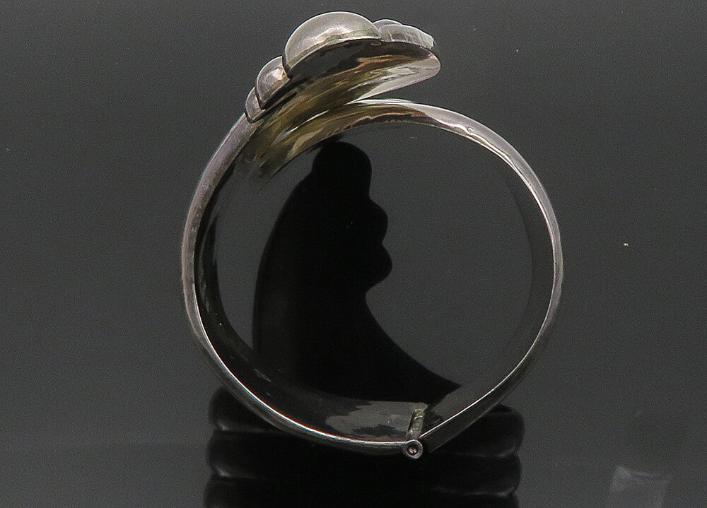 MEXICO 925 Sterling Silver  Vintage Heavy Fluted Bypass Cuff Bracelet  BT8121