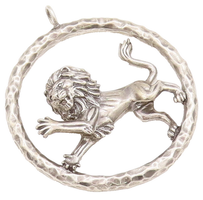 925 Sterling Silver Vintage Pendant Designer Framed Large Roaring Lion  PT22936