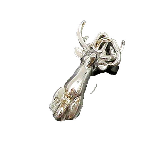 925 Sterling Silver  Vintage Shiny Petite Reindeer's Head Pendant  PT19389