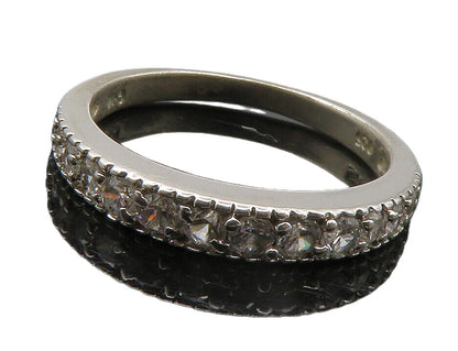 925 Sterling Silver  Sparkling Cubic Zirconia Round Band Ring Sz 7  RG14302