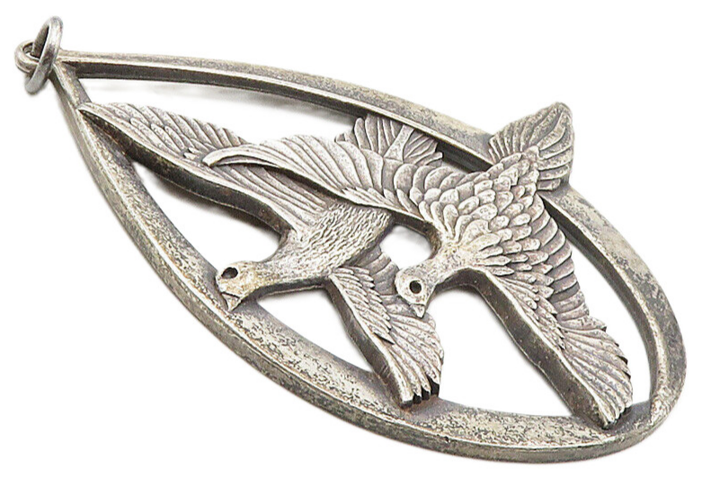 WALLACE 925 Sterling Silver  Vintage Peace On Earth 1972 Doves Pendant  PT7173