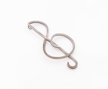 925 Sterling Silver  Vintage Clef Musical Note Outline Pendant  PT20985
