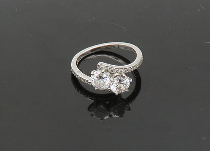 925 Sterling Silver  Vintage Cubic Zirconia Bypass Band Ring Sz 8  RG21655