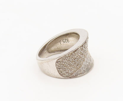 925 Sterling Silver  Vintage Designer Diamond Beaded Solid Ring Sz 6  RG27407
