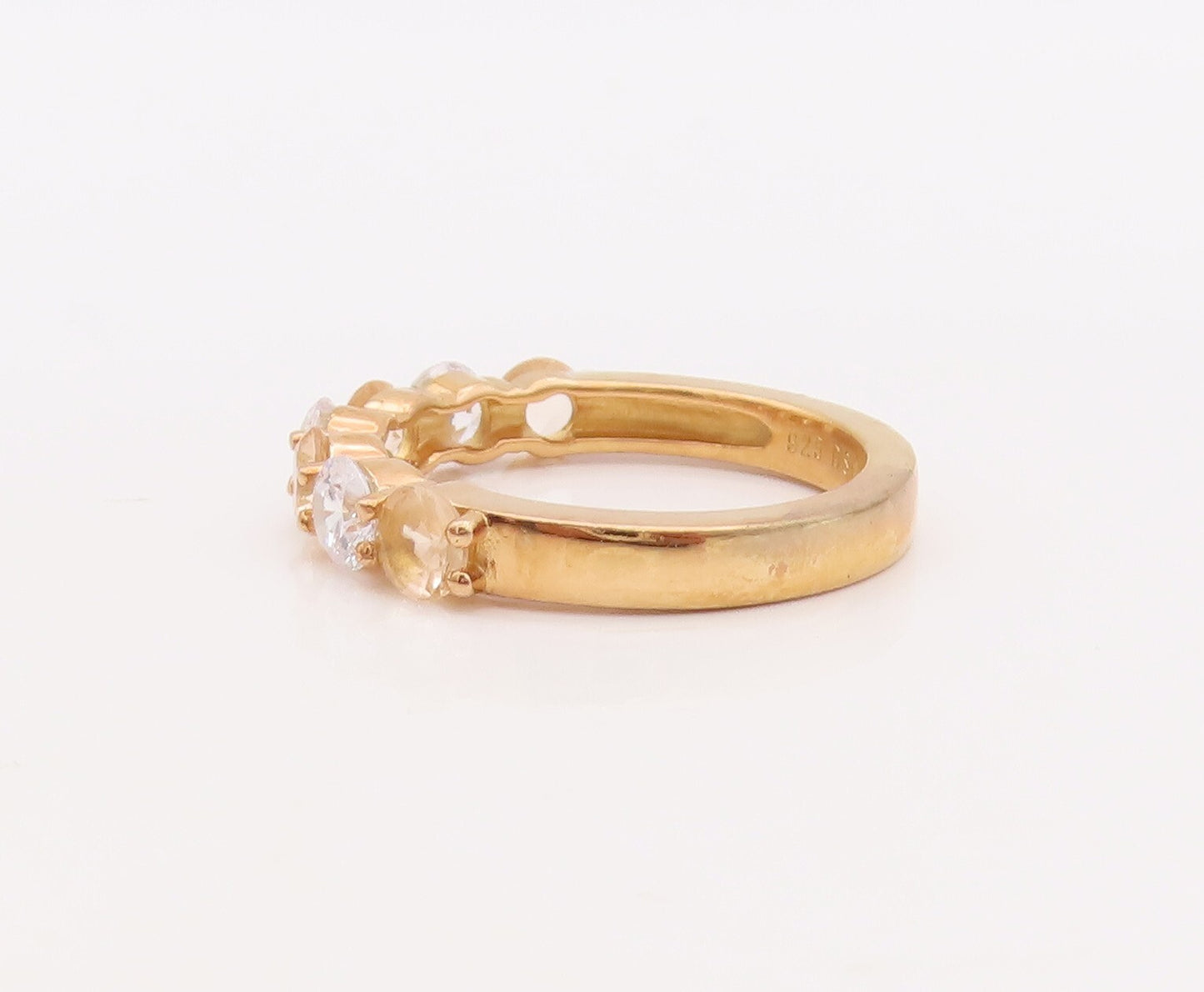 925 Sterling Silver Vintage Ring Gold Plated Stackable CZ Bands  Sz 7  RG29926