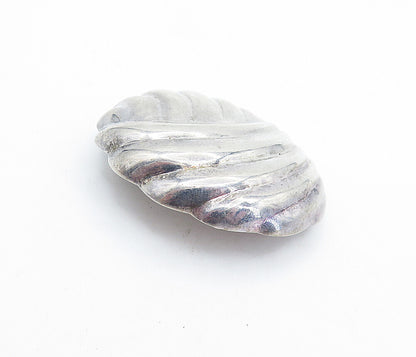 925 Sterling Silver  Vintage Dark Tone Fluted Round Dome Brooch Pin  BP2225