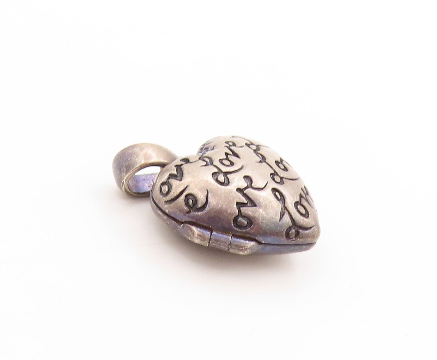 925 Sterling Silver Vintage Pendant Engraved Love Heart Locket OPENS  PT25118