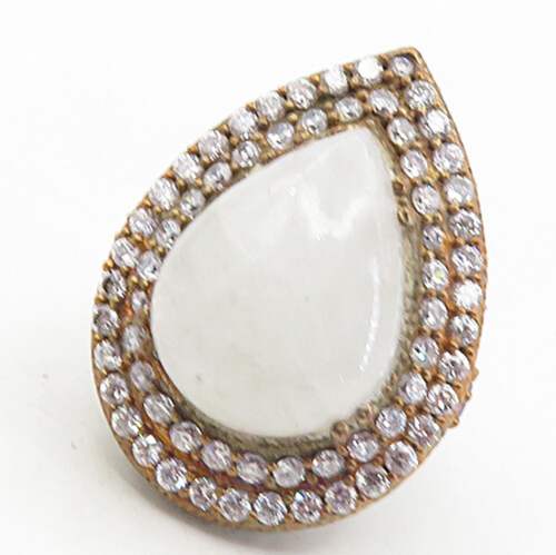 925 Silver  Vintage Quartz & Cubic Zirconia Cocktail Ring Sz 9.5  RG8773