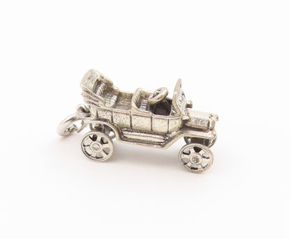 925 Sterling Silver Vintage Pendant Retro Open Top Roadster Car MOVES  PT26627