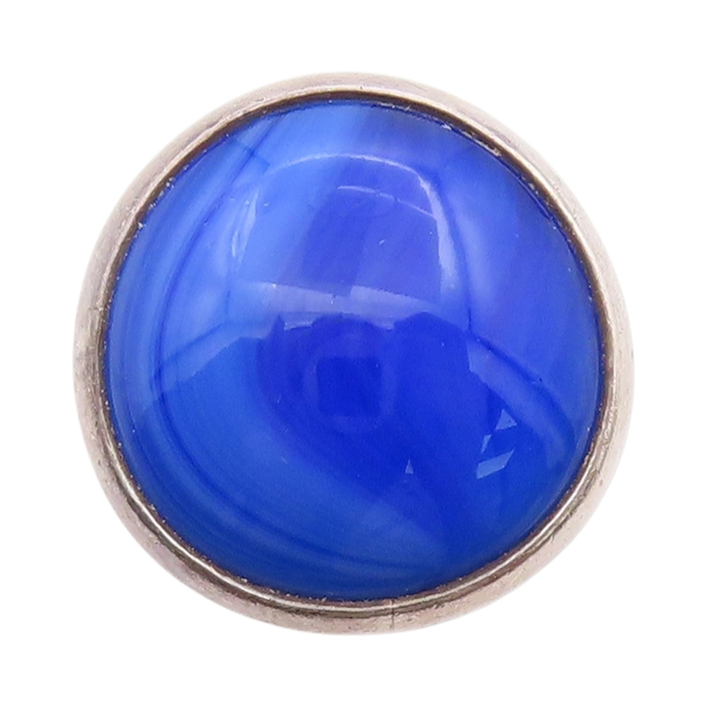 925 Sterling Silver Vintage Ring Cabochon Blue Round Gemstone  Sz 5  RG33315