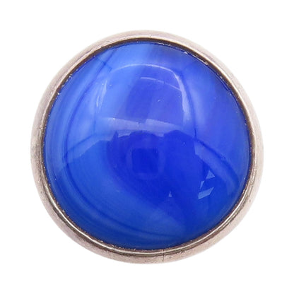 925 Sterling Silver Vintage Ring Cabochon Blue Round Gemstone  Sz 5  RG33315