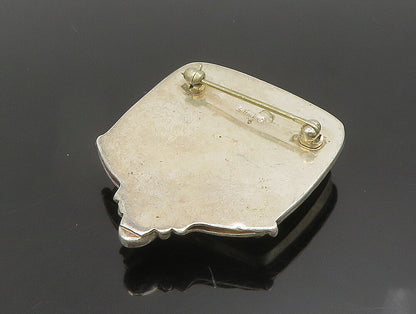 925 Sterling Silver  Vintage Jasper & Amethyst Square Brooch Pin  BP9491
