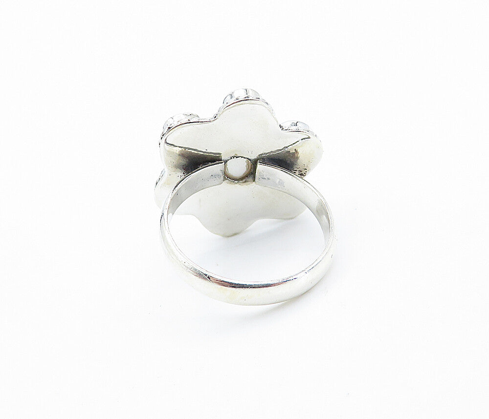 925 Sterling Silver  Freshwater Pearl Floral Twist Cocktail Ring Sz 6.5 RG7938