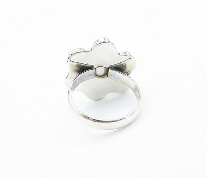 925 Sterling Silver  Freshwater Pearl Floral Twist Cocktail Ring Sz 6.5 RG7938