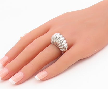 925 Sterling Silver Vintage Ring Minimalist Fluted Dome Band  Sz 6.5  RG35294