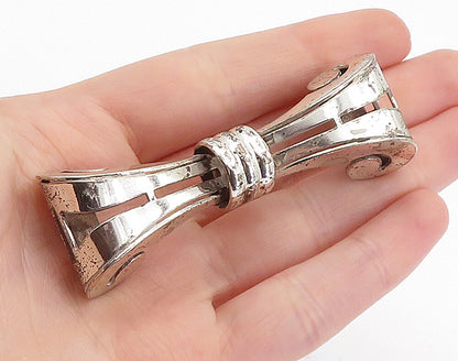 MONET 925 Sterling Silver  Vintage Shiny Modernist Bow Tie Brooch Pin  BP2422