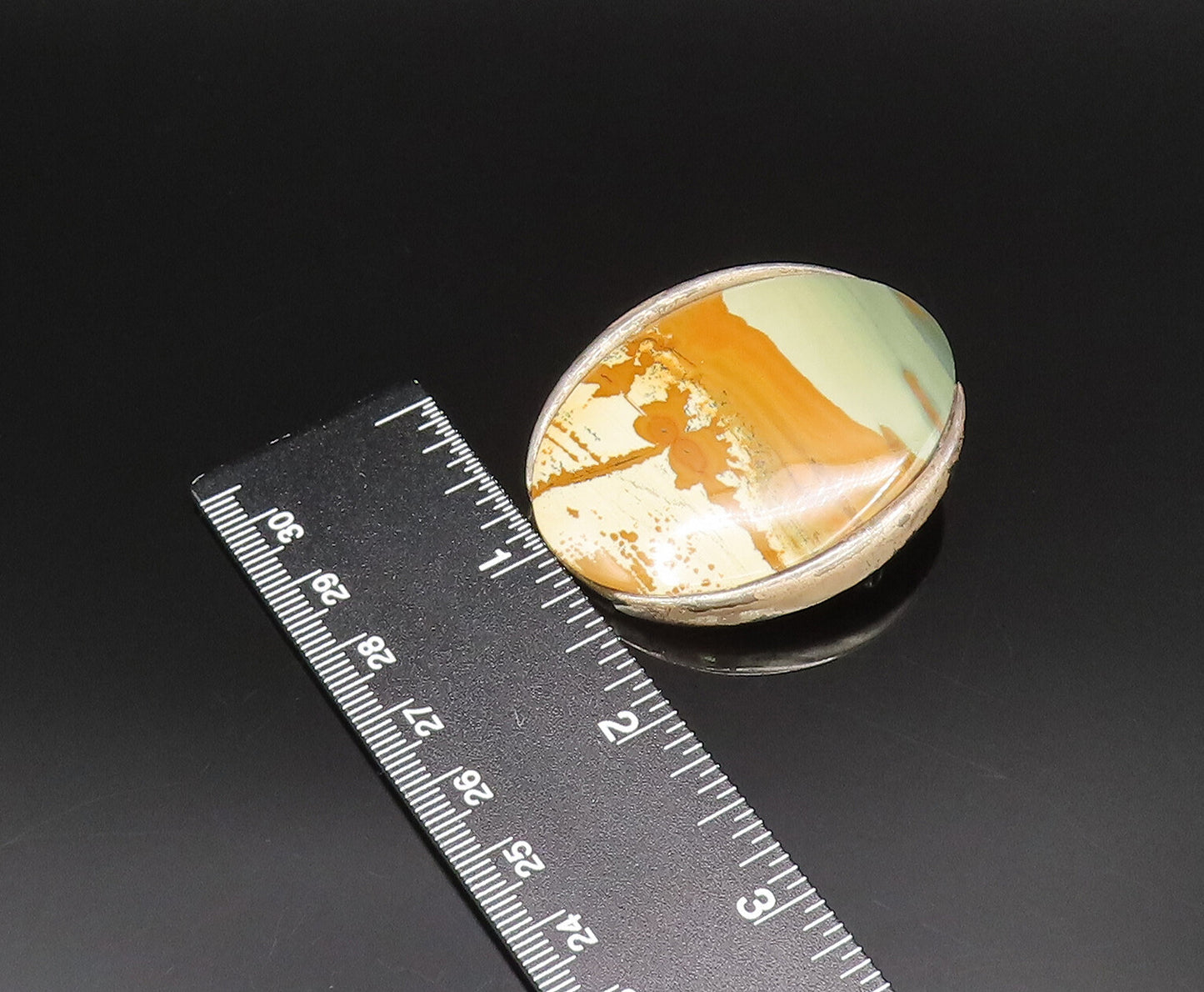925 Sterling Silver  Vintage Unique Oval Owyhee Picture Jasper Brooch Pin BP9974