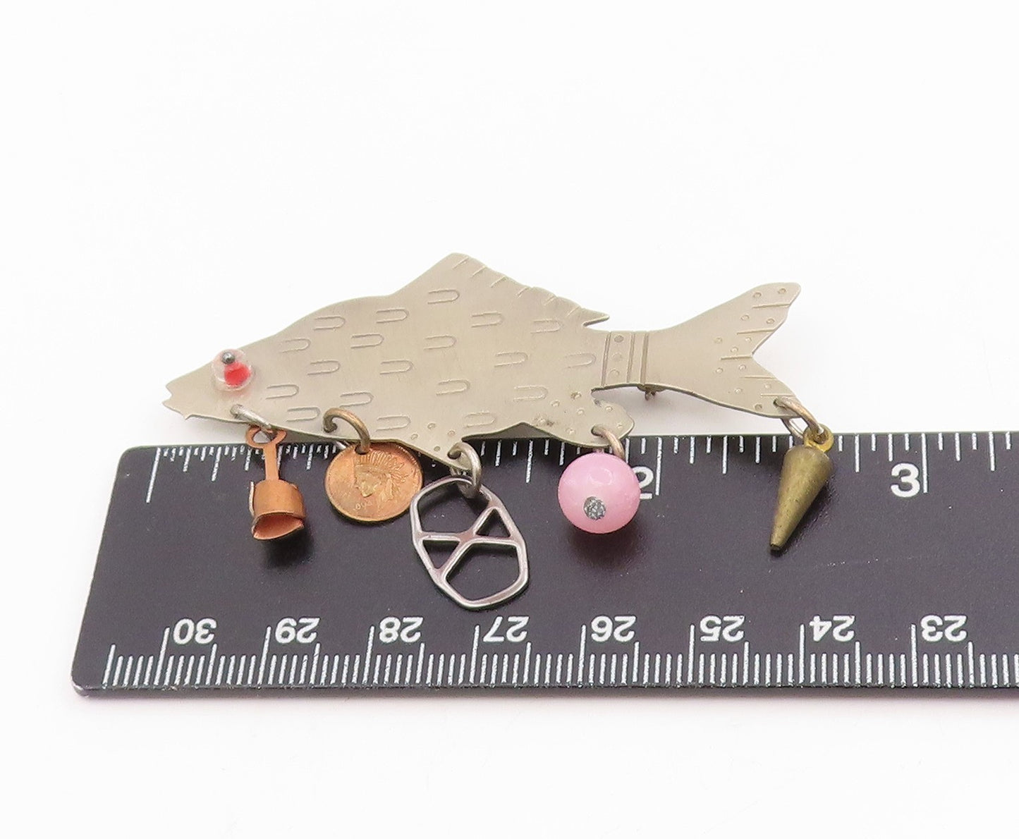 925 Sterling Silver Vintage Brooch Pin RICKA MAE NAVAJO Fish Charm  BP12225