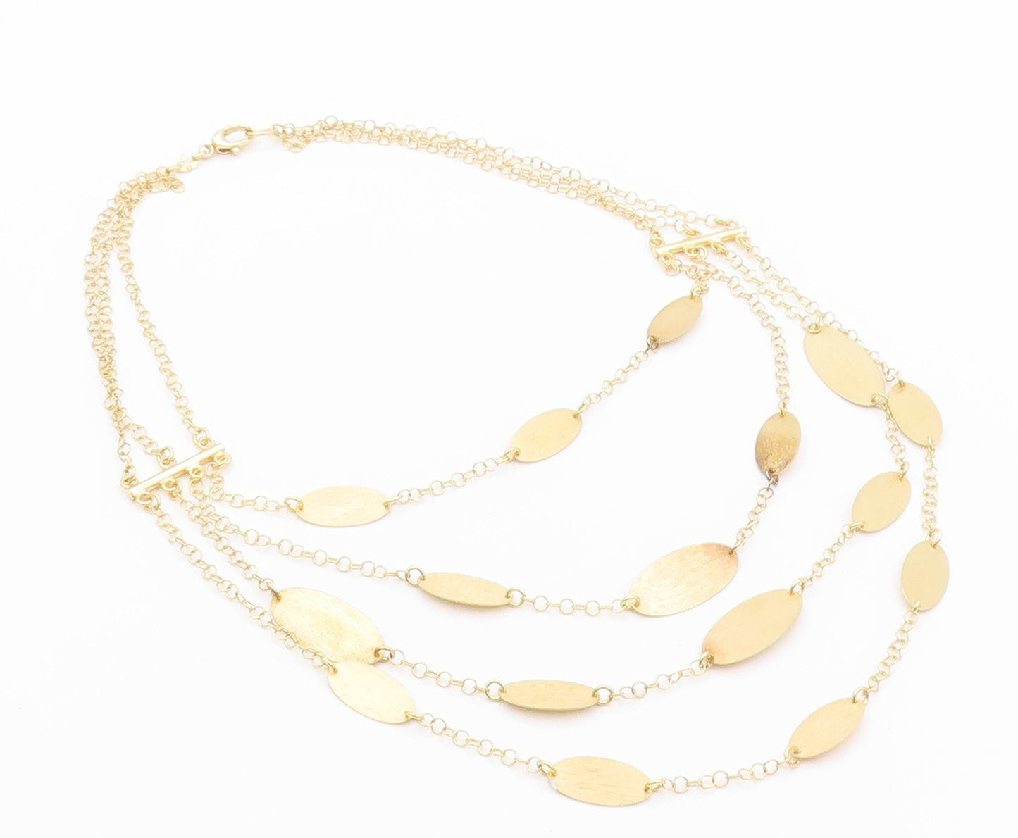 925 Sterling Silver Vintage Necklace Gold Plated Multi Cutout Designer  NE4506