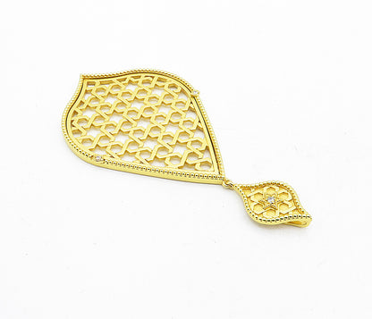925 Sterling Silver  Topaz Accent Gold Plated Open Star Pattern Pendant PT3708