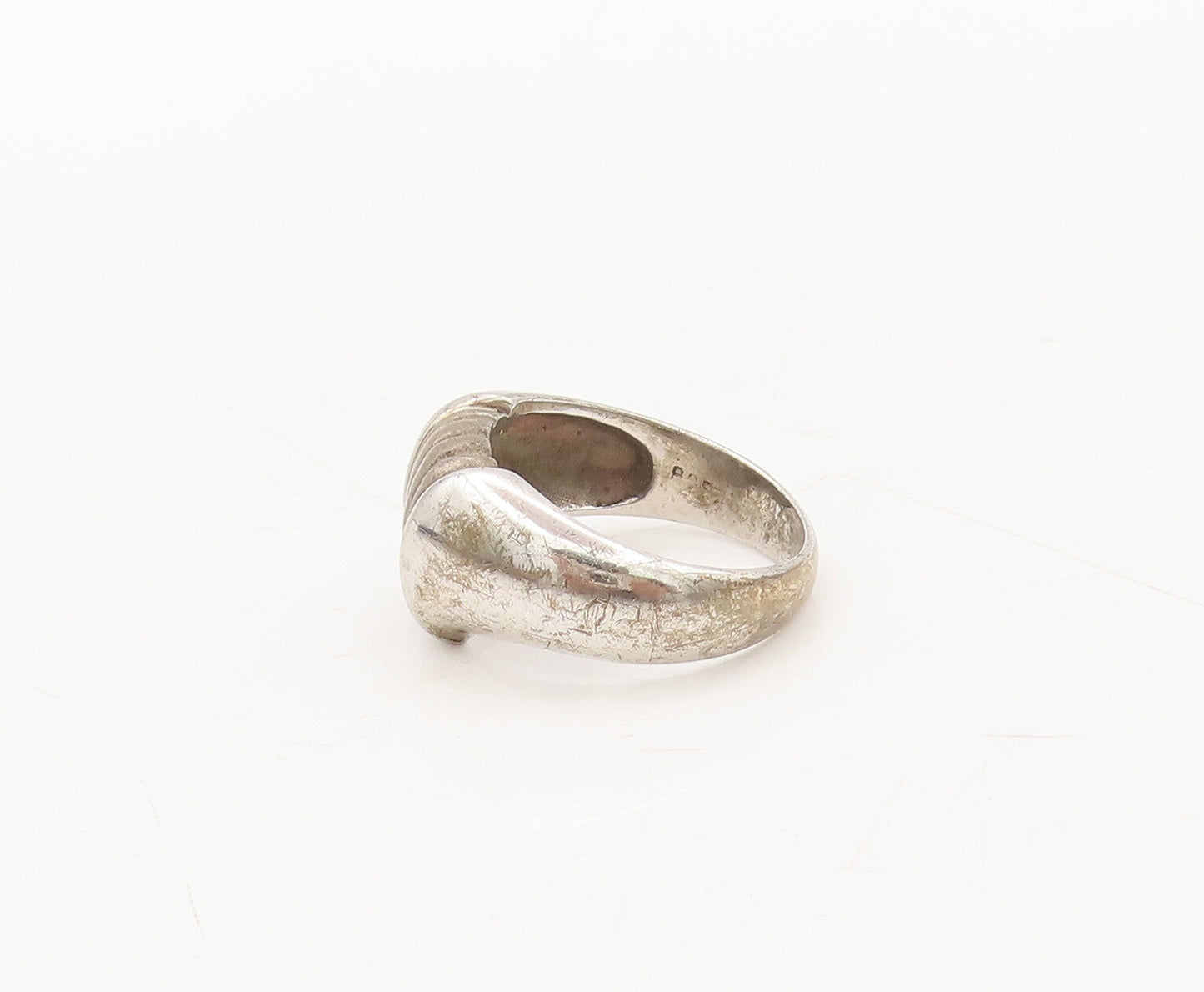 925 Sterling Silver Vintage Ring Minimalist Solid Carved Wing Sz 6.5 RG27562