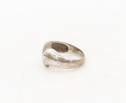 925 Sterling Silver Vintage Ring Minimalist Solid Carved Wing Sz 6.5 RG27562