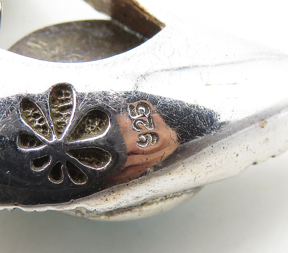 925 Sterling Silver  Vintage Genuine Diamonds & Larimar Heart Pendant  PT13404