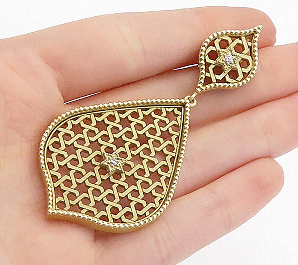 925 Sterling Silver  Vintage Topaz Open Star Hexagon Pattern Pendant  PT5322