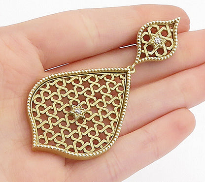 925 Sterling Silver  Vintage Topaz Open Star Hexagon Pattern Pendant  PT5322