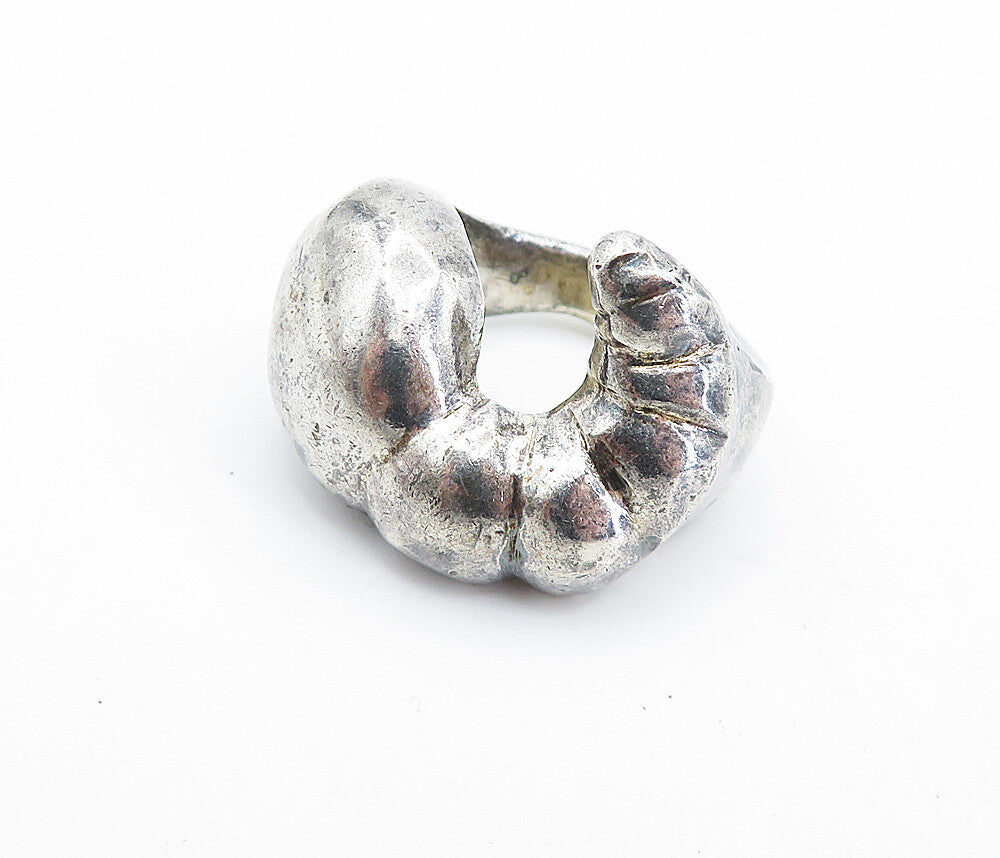 MEXICO 925 Silver  Vintage Shiny Fluted Shrimp Dome Band Ring Sz 7  RG6968