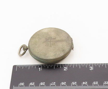 925 Sterling Silver  Vintage Antique Etched Cross Watch Case (OPENS)  TR3655