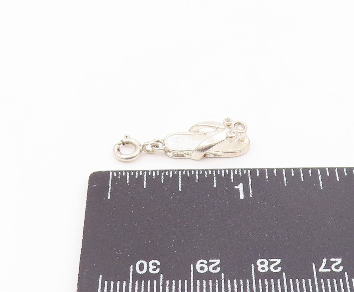 DISNEY 925 Sterling Silver Vintage Petite Topaz Flip Flop Sandal Pendant PT17113