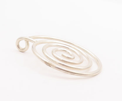 925 Sterling Silver Vintage Pendant Solid Wire Carved Spiraled Coil  PT22973