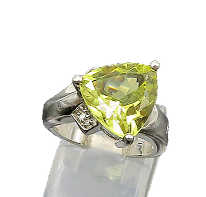 925 Sterling Silver  Vintage Citrine & Genuine Diamonds Band Ring Sz 5 RG21801