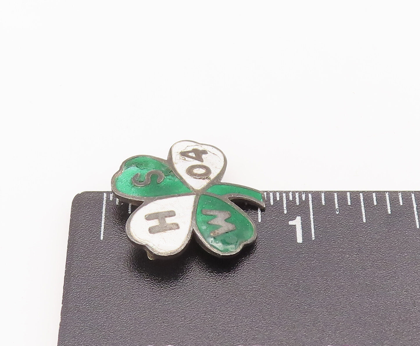 925 Sterling Silver Vintage Brooch Pin Two Tone Enameled Antique Flower  BP10721