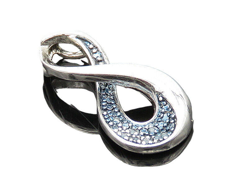 925 Sterling Silver  Vintage Genuine Diamonds Infinity Loop Pendant  PT15547