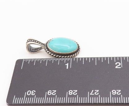 925 Sterling Silver Vintage Pendant CAROLYN POLLACK Oval Turquoise Charm PT24799